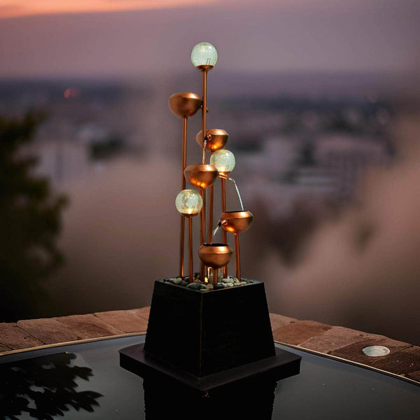 5 Tiered Outdoor Fountain with Glass Ball with Built-in LED 5 Tiered Outdoor Fountain with Glass Ball with Built-in LED