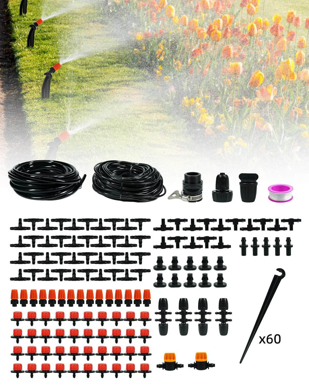 Ferrisland 164FT Drip Irrigation Automatic Garden Watering System Kit Ferrisland