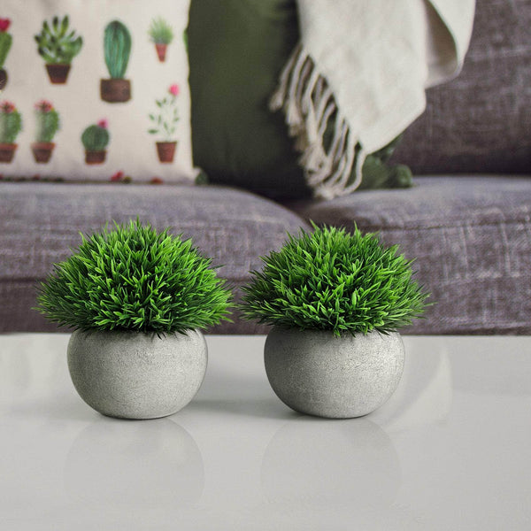 small plants artificial Ferrisland 2 Pcs Potted Faux Plant for Home Table Shelf Room