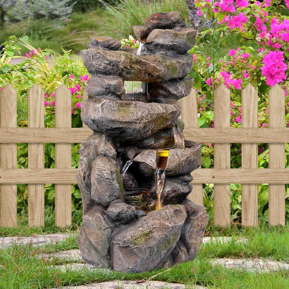 Ferrisland® 5-tier Rock Cascading Garden Fountain 31.5"H, Outdoor Fountain for Garden, Patio, Yard, Deck & Porch, Gift Ideas Ferrisland