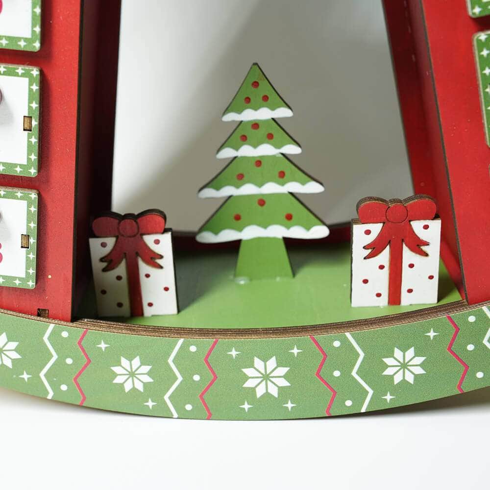 Ferrisland Countdown to Christmas Red Wooden Horse Led MDF Holiday Advent Calendar Ferrisland