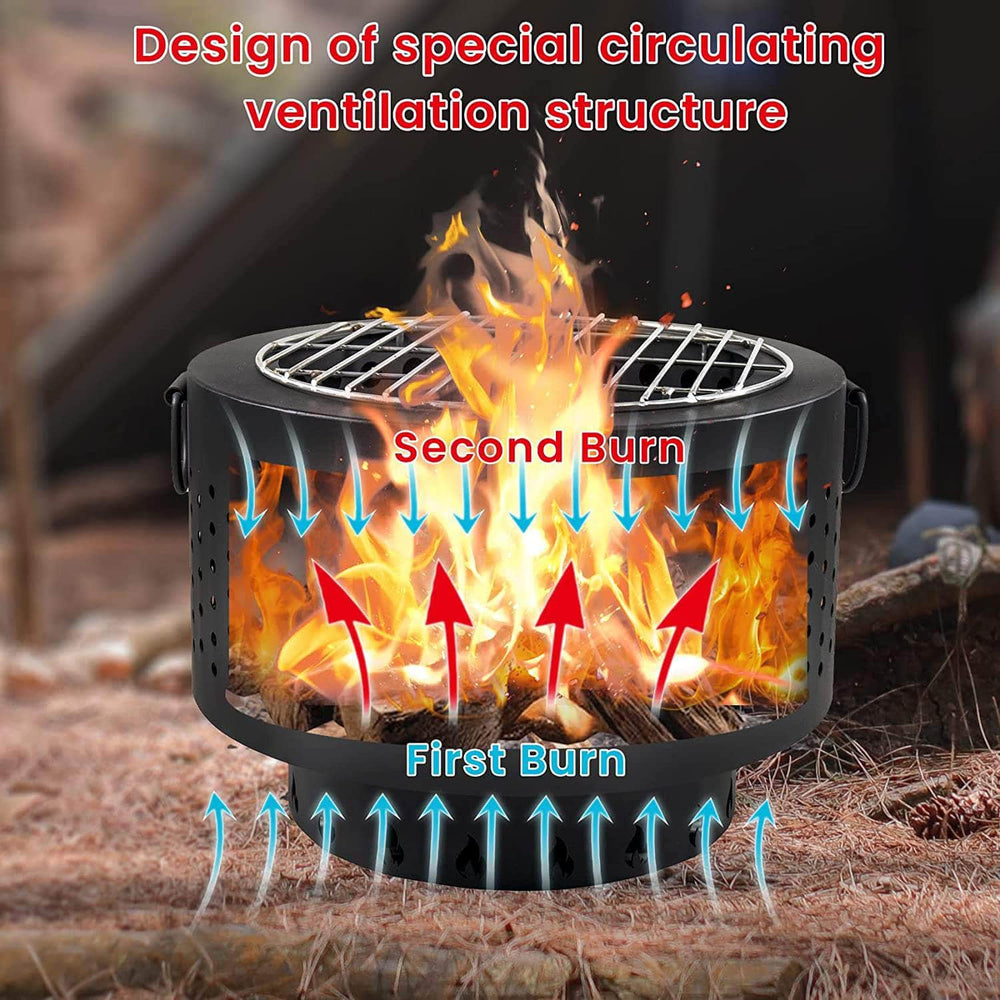 LIMOR Smokeless Fire Pit Outdoor - Portable Wood Pellet Burning Fire Pit Solo BBQ Grill Ferrisland