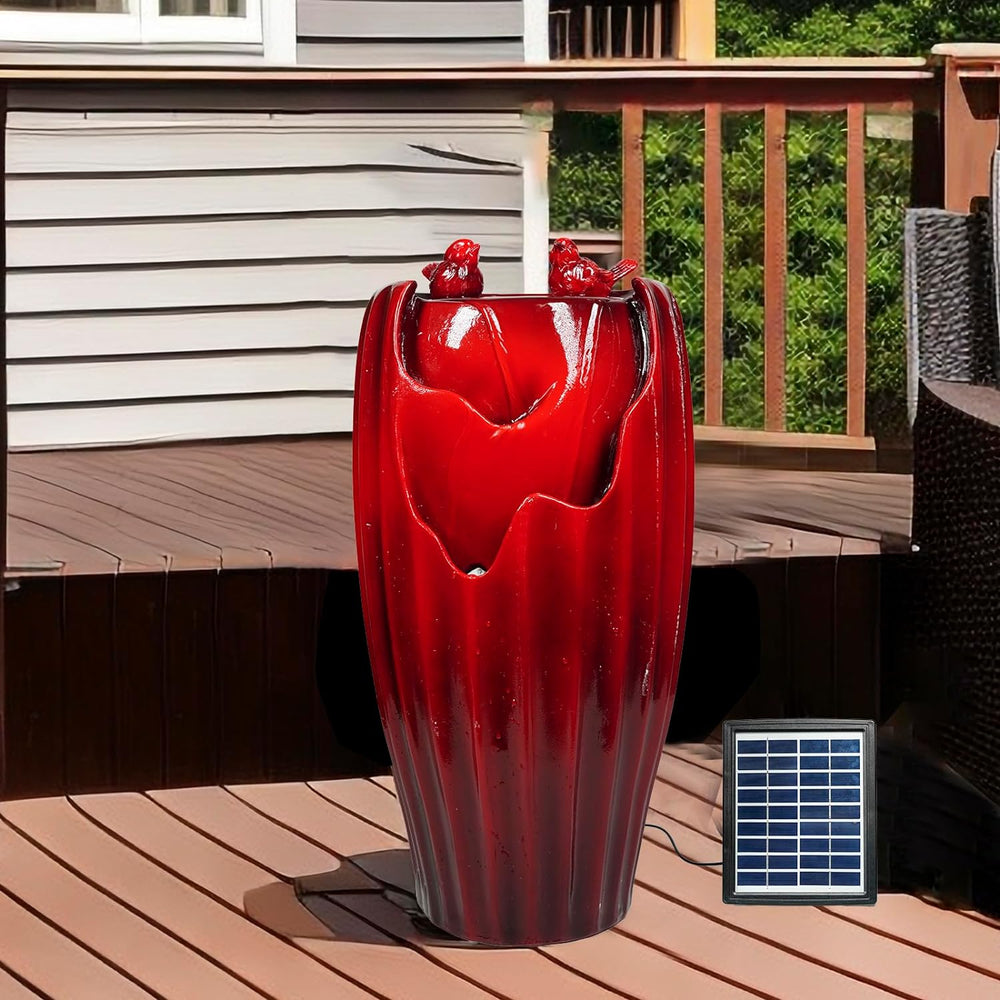 Solar Powered Red Outdoor Fountain 20'H Ferrisland