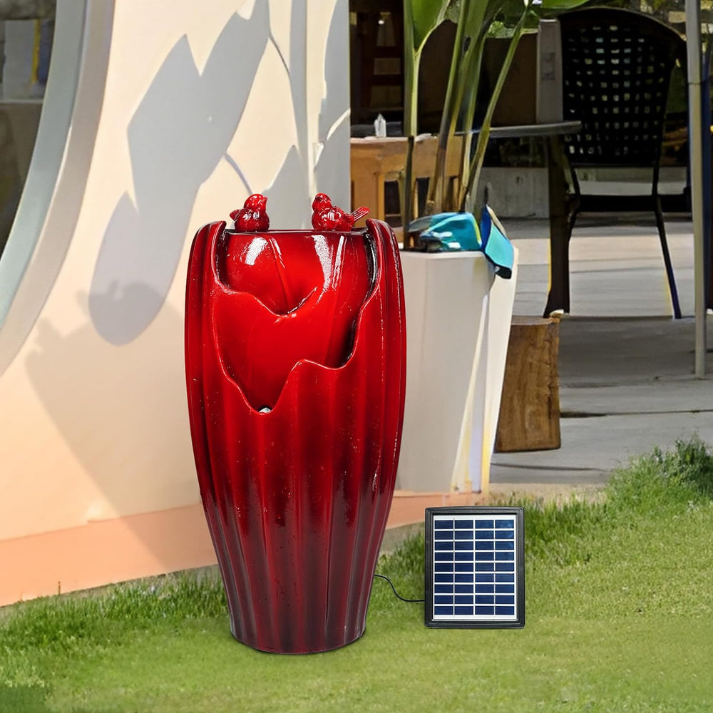 Solar Powered Red Outdoor Fountain 20'H Ferrisland