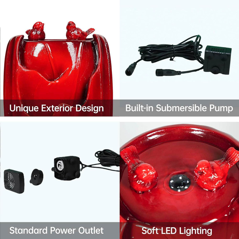 Solar Powered Red Outdoor Fountain 20'H Ferrisland