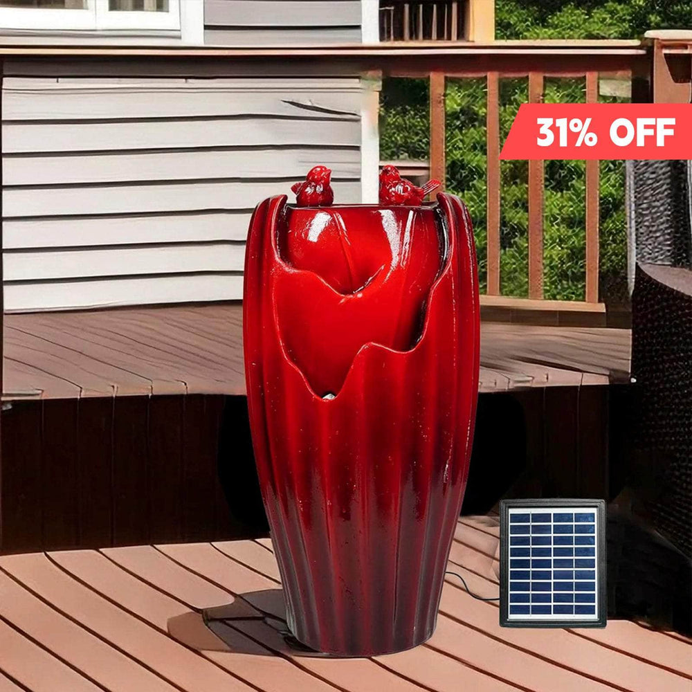 Solar Powered Red Outdoor Fountain 20'H Ferrisland