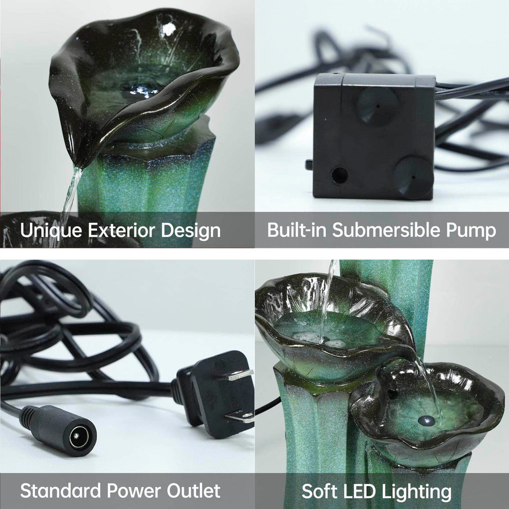 Solar Powered Water Fountain with LED Lights 20" H Ferrisland