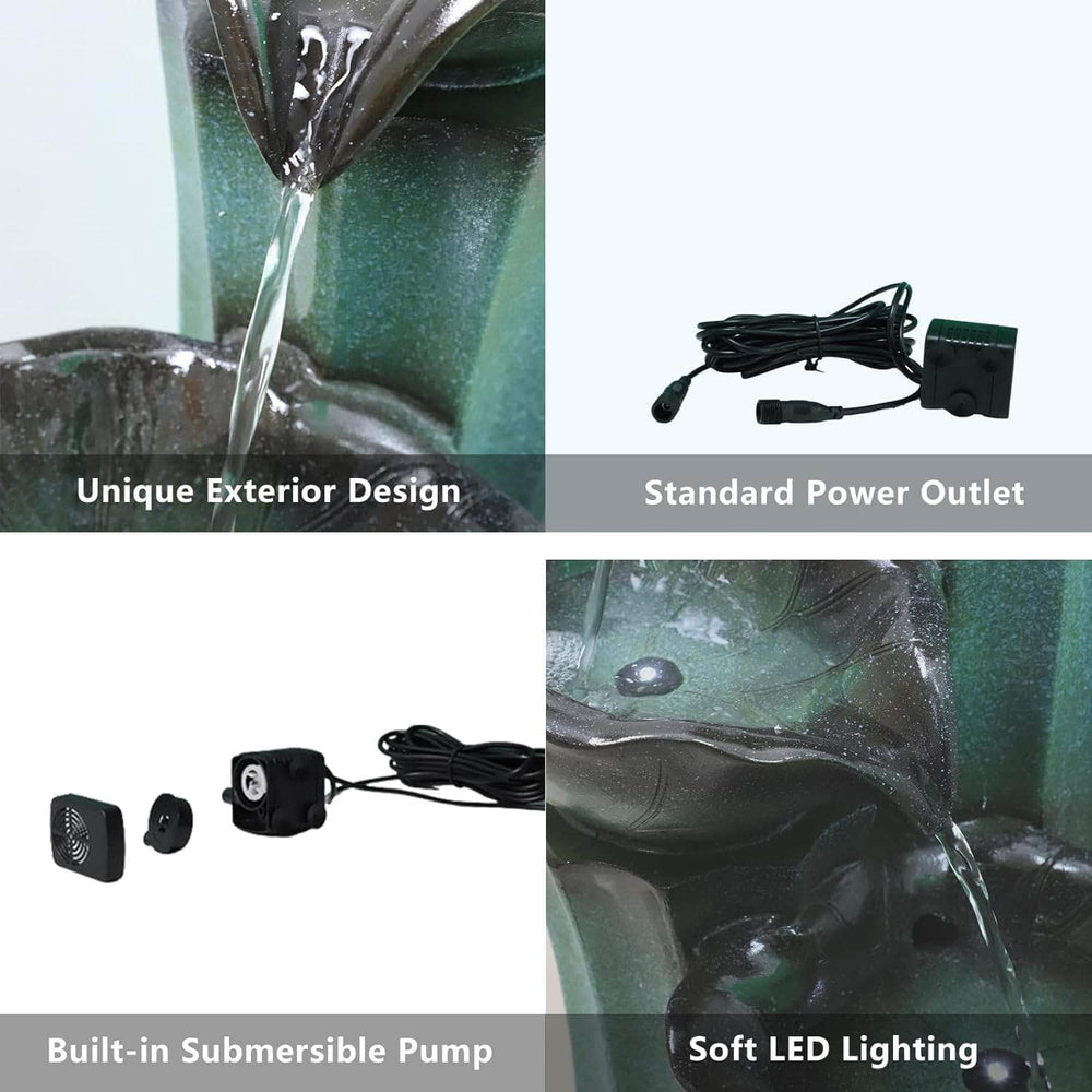 ZMG Solar Powered Water Fountain with LED Lights 20" H Ferrisland