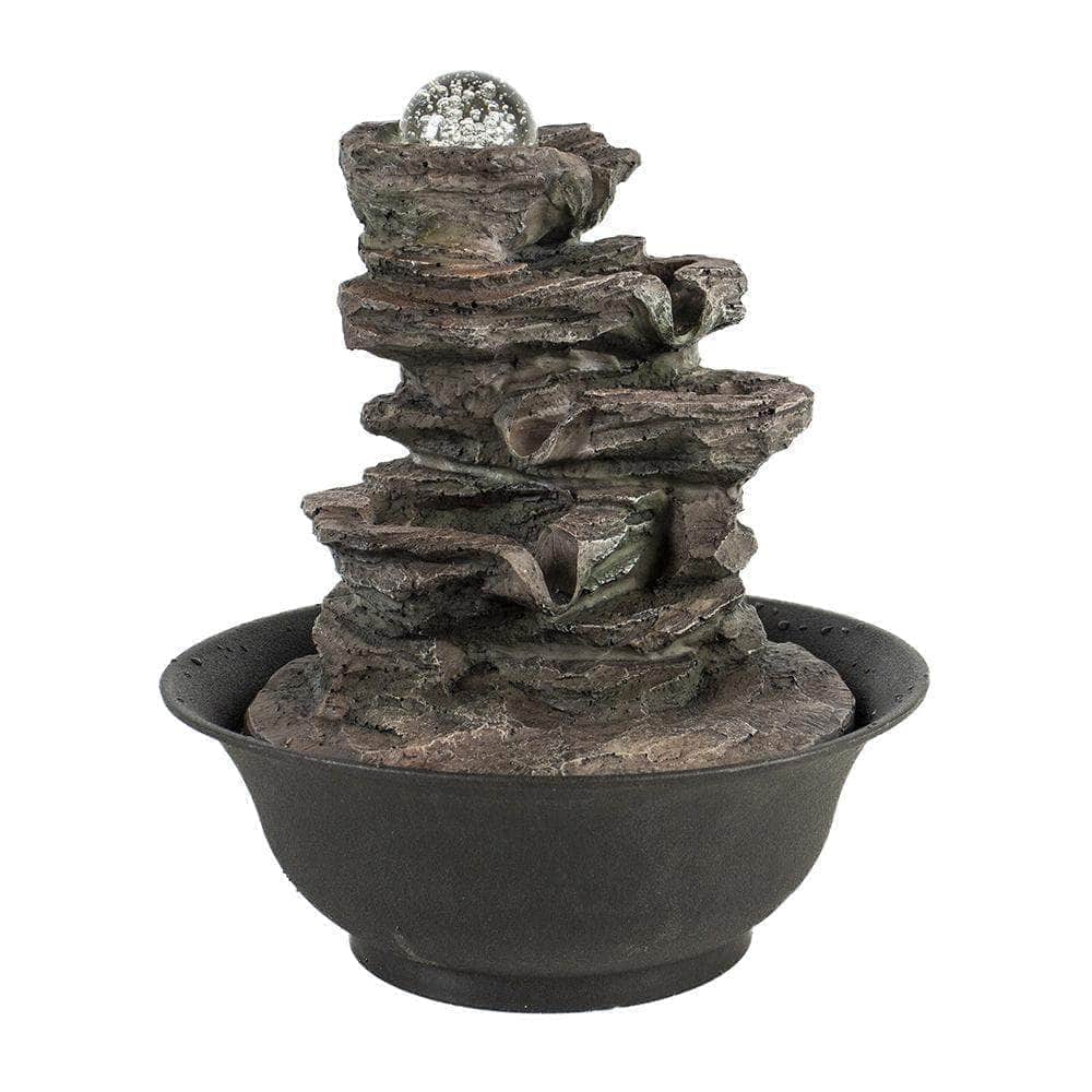 Ferrisland 4-Tier Cascading Resin-Rock Falls Tabletop Water Fountain Ferrisland