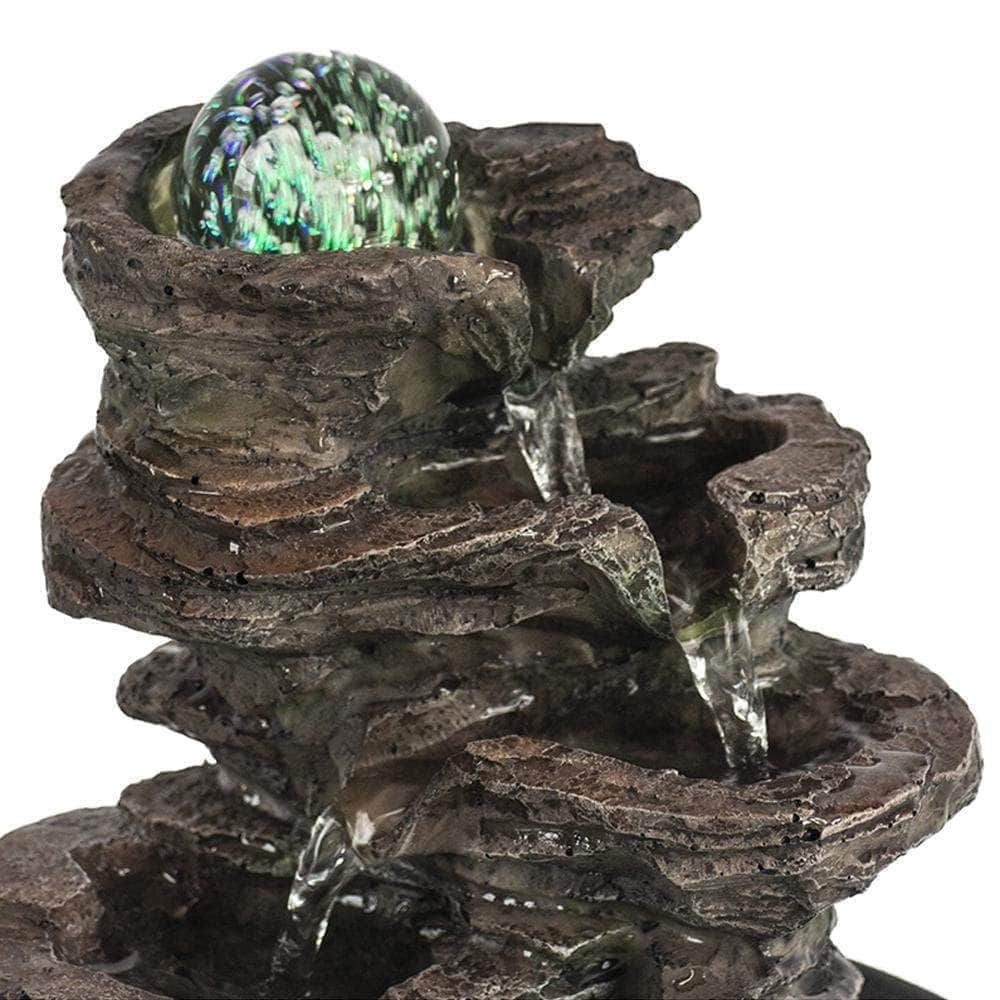 Ferrisland 4-Tier Cascading Resin-Rock Falls Tabletop Water Fountain Ferrisland