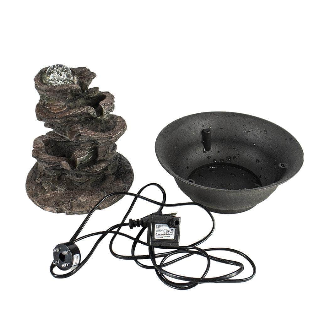 Ferrisland 4-Tier Cascading Resin-Rock Falls Tabletop Water Fountain Ferrisland
