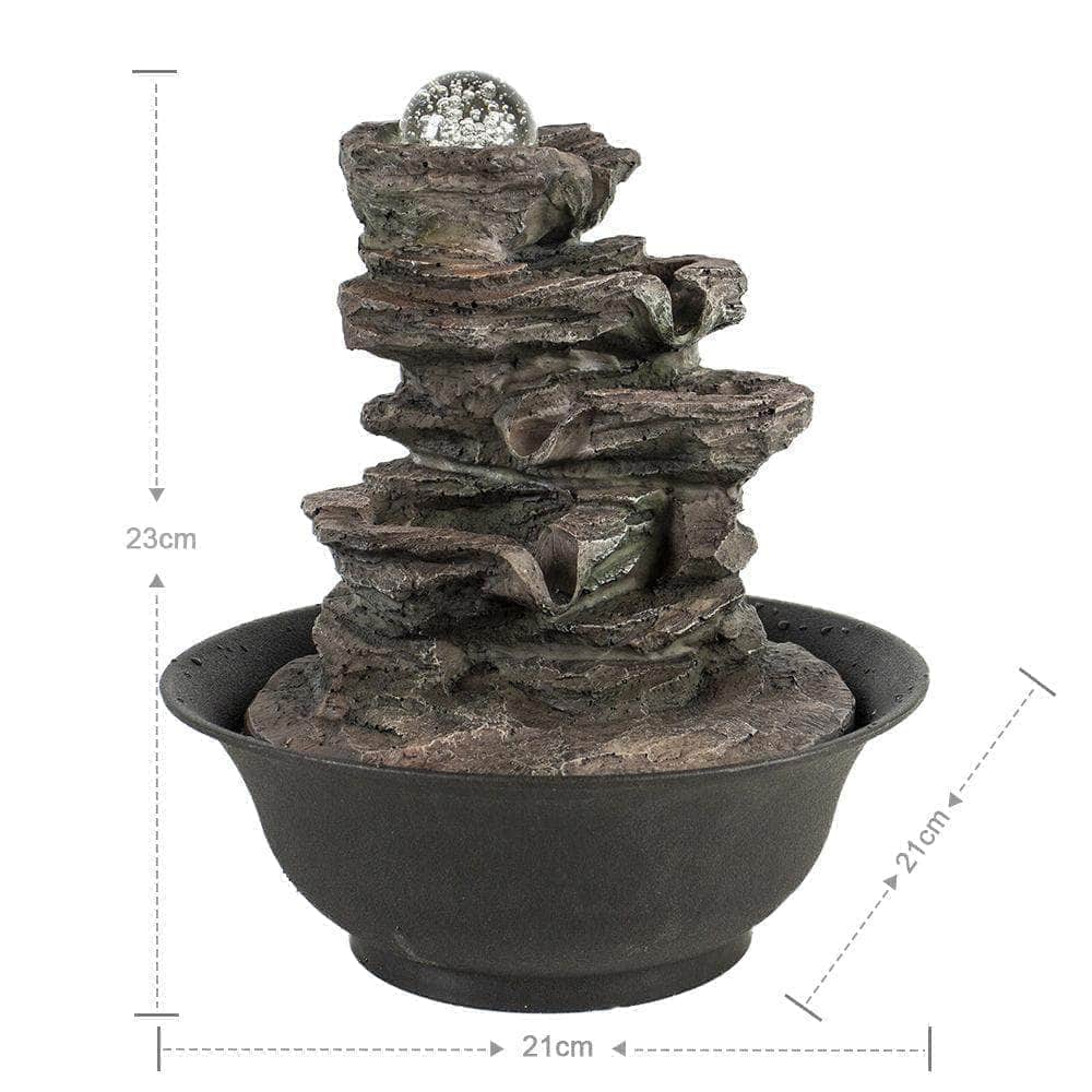 Ferrisland 4-Tier Cascading Resin-Rock Falls Tabletop Water Fountain Ferrisland