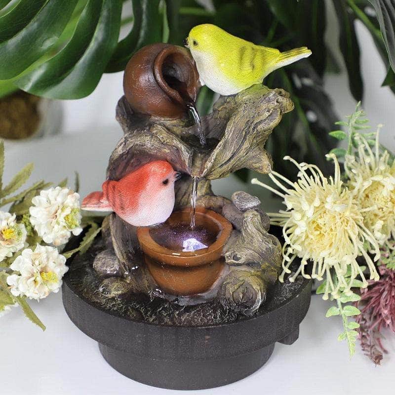 Ferrisland Birds Waterfall Desktop Fountain with Color LED Lighting Ferrisland