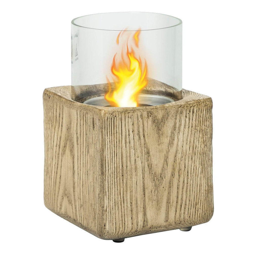 LIMOR® Wood Grain Round Bio-Ethanol Tabletop Fireplace LIMOR