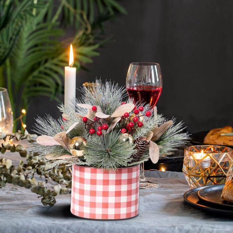 1' TwincoDecor® Blush Plaid Artificial Xmas Tree Unlit Twinco Decor