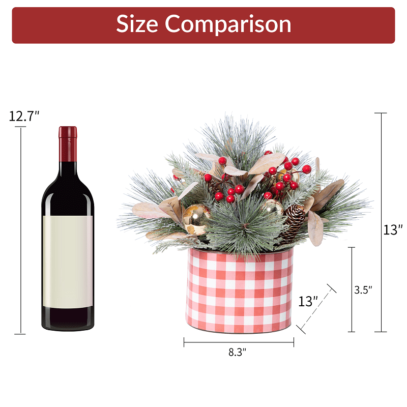 1' TwincoDecor® Blush Plaid Artificial Xmas Tree Unlit Twinco Decor