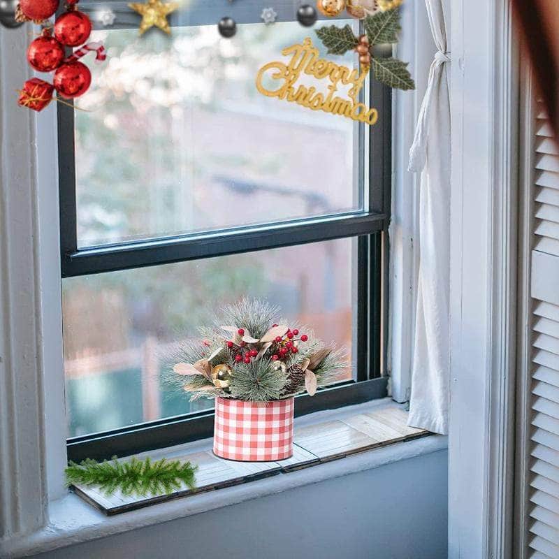1' TwincoDecor® Blush Plaid Artificial Xmas Tree Unlit Twinco Decor