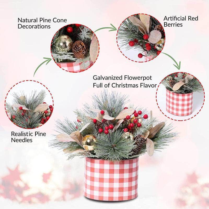 1' TwincoDecor® Blush Plaid Artificial Xmas Tree Unlit Twinco Decor