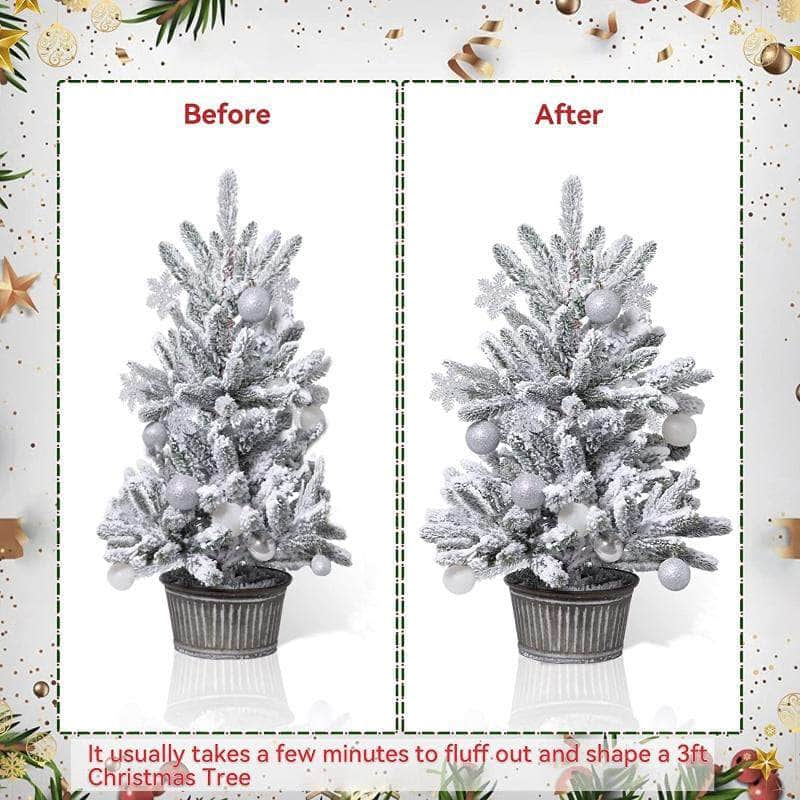 3' TwincoDecor® Slim Frosted Fir Artificial Christmas Tree - No Lights Twinco Decor