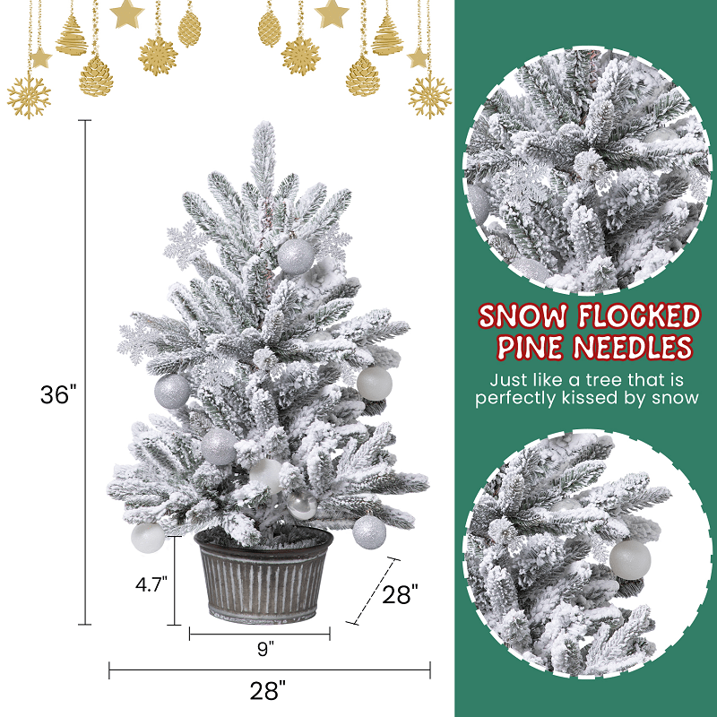 3' TwincoDecor® Slim Frosted Fir Artificial Christmas Tree - No Lights Twinco Decor