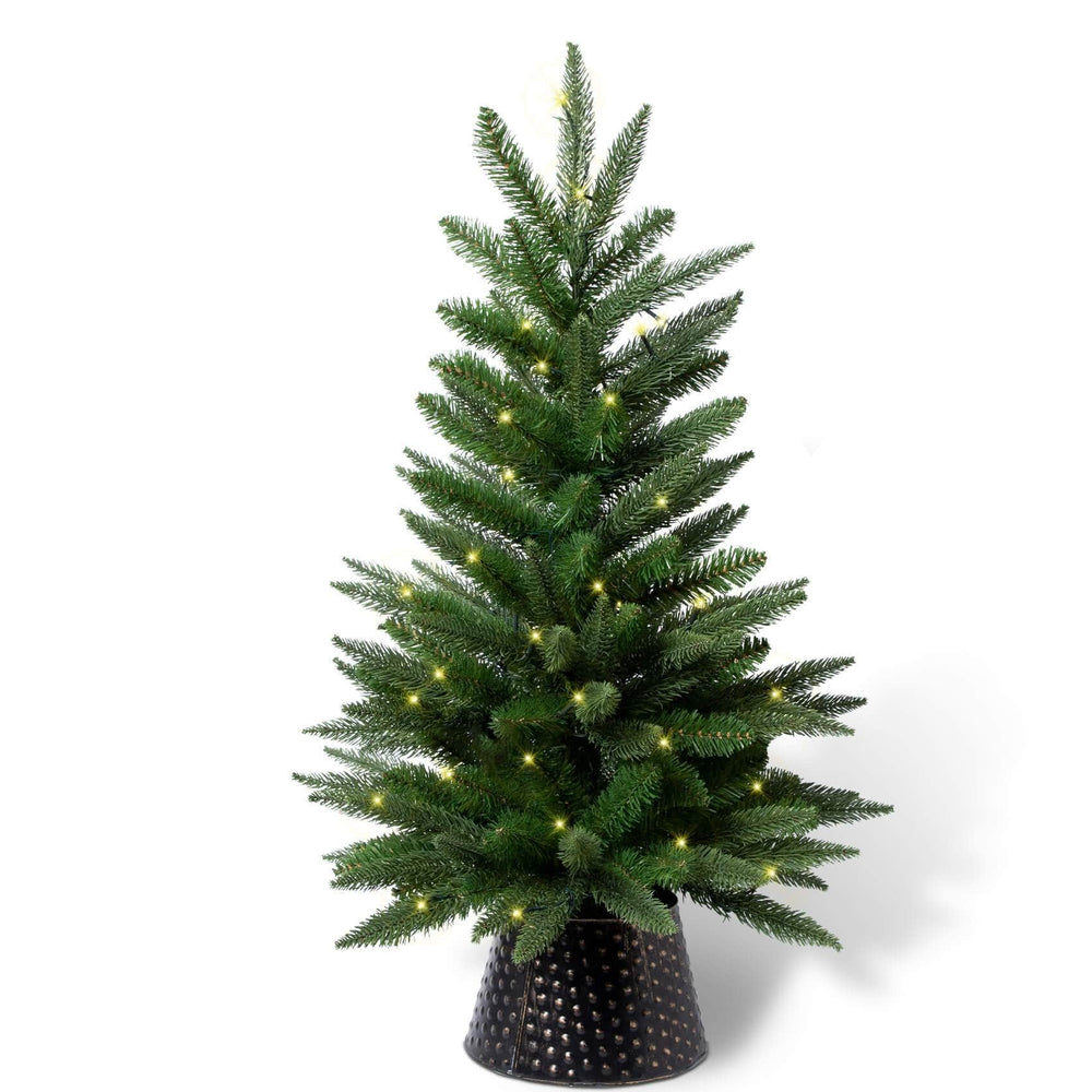 3' TwincoDecor® Tumbled Hobnail Artificial Christmas Tree Prelit Twinco Decor