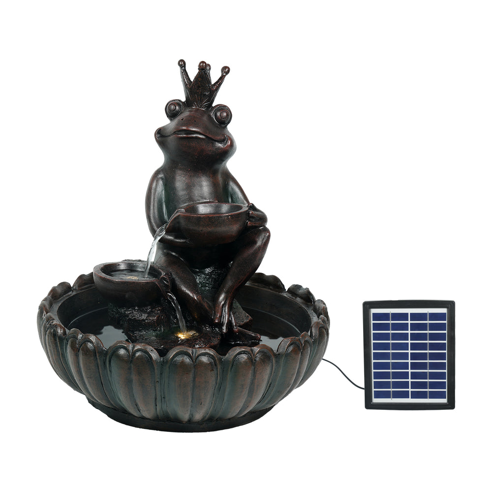 Ferrisland Solar Water Fountain Outdoor Garden Feature Frog Prince