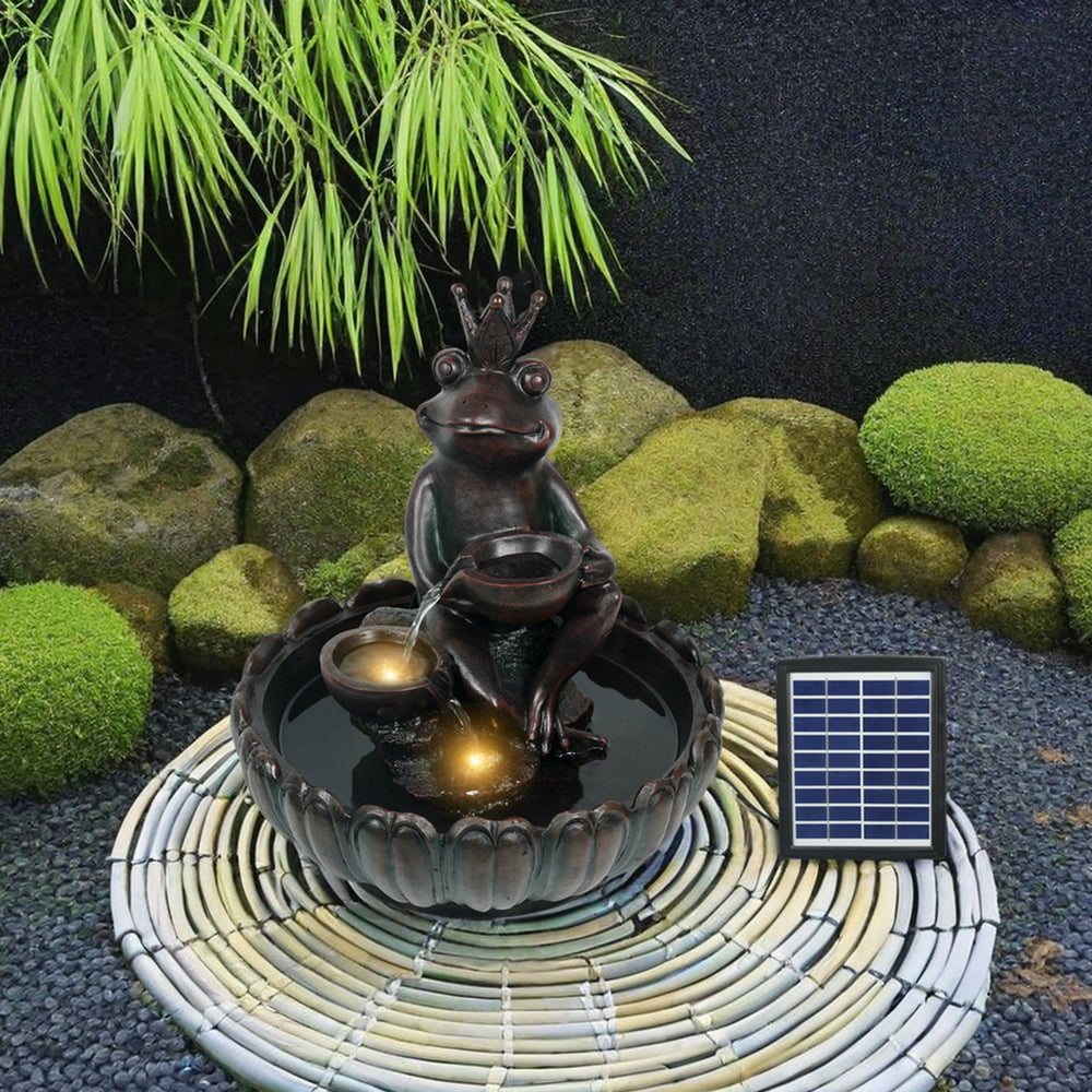 Ferrisland Solar Water Fountain Outdoor Garden Feature Frog Prince