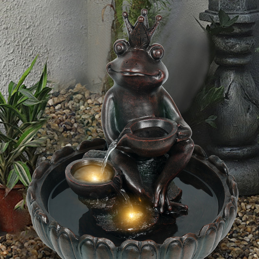 Ferrisland Solar Water Fountain Outdoor Garden Feature Frog Prince