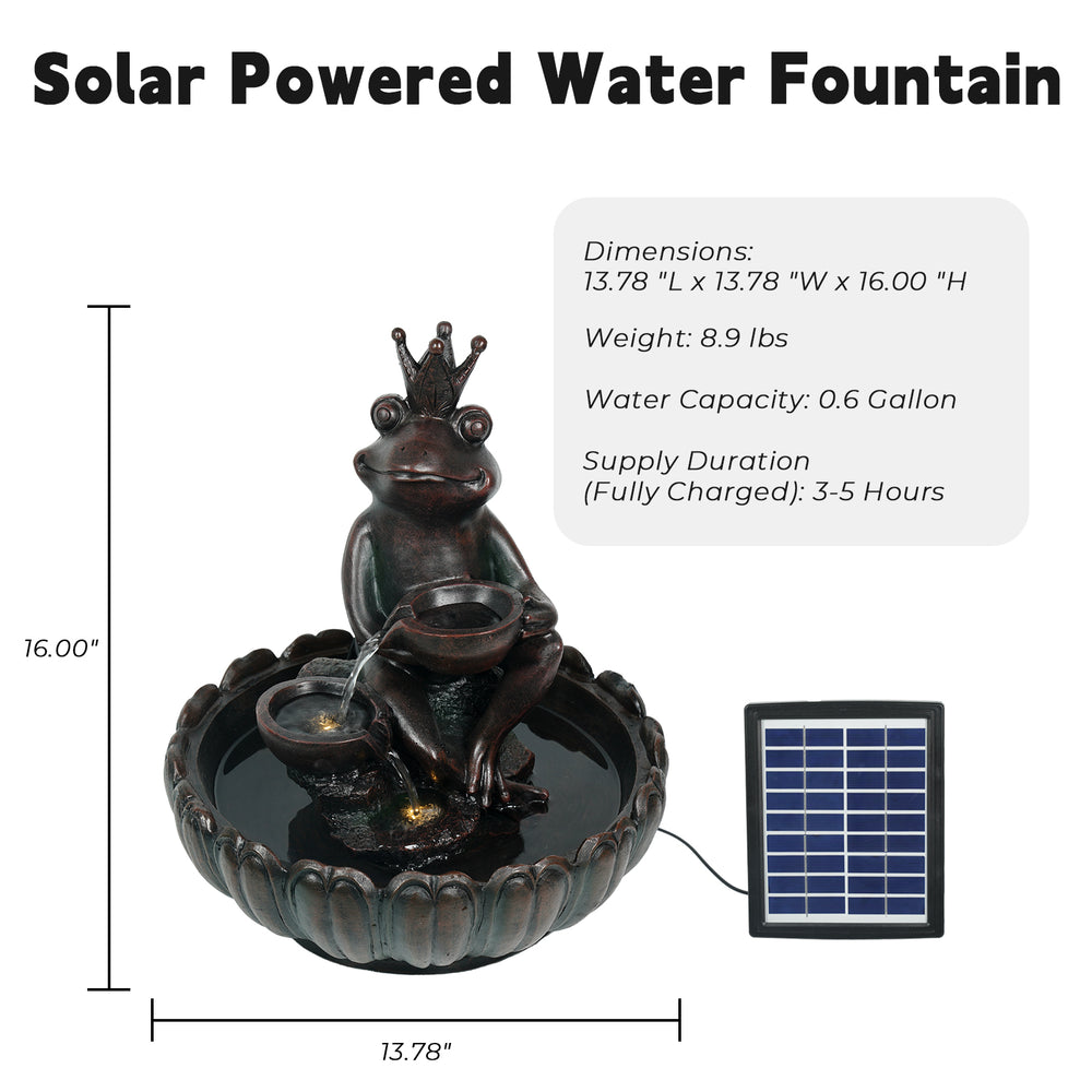 Ferrisland Solar Water Fountain Outdoor Garden Feature Frog Prince