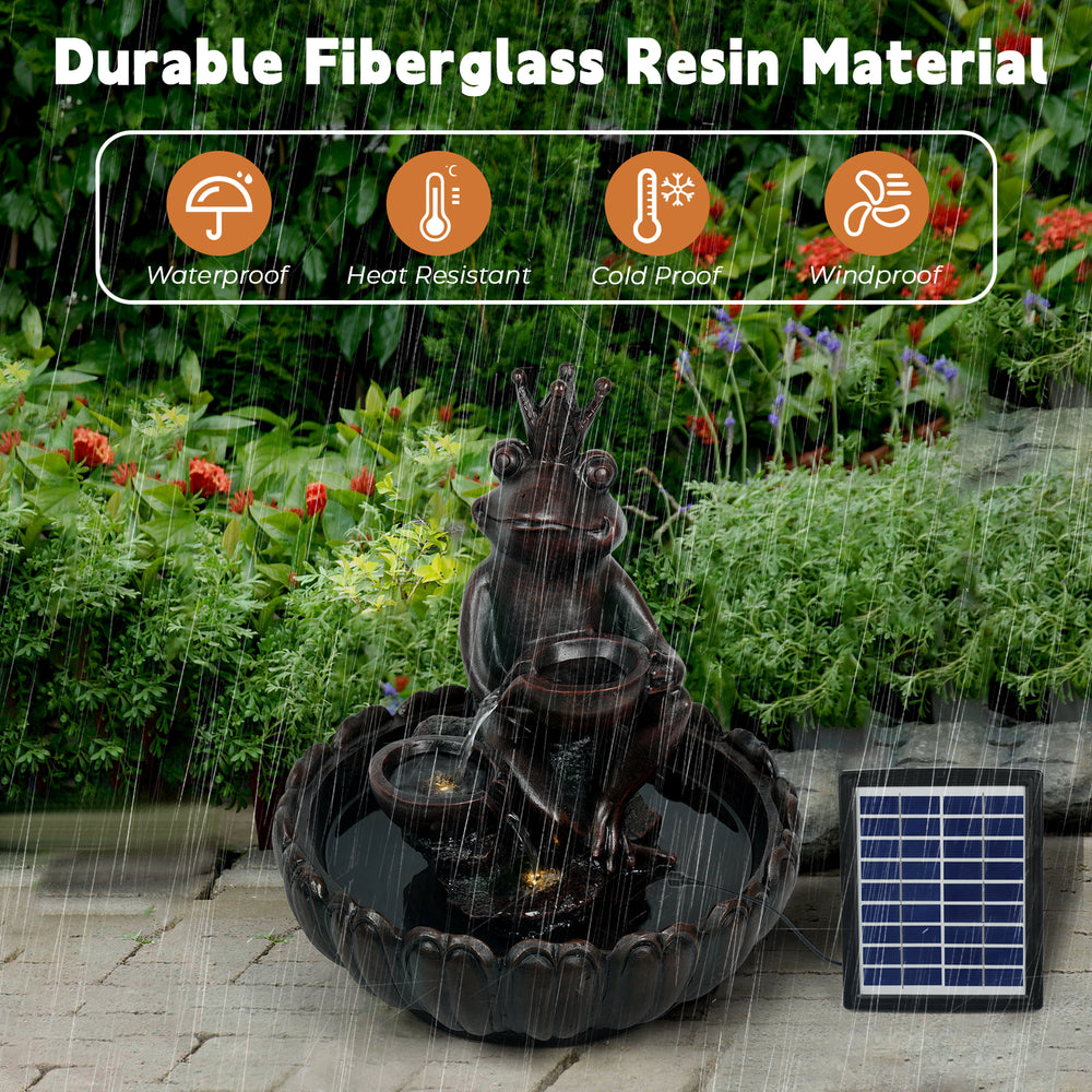 Ferrisland Solar Water Fountain Outdoor Garden Feature Frog Prince