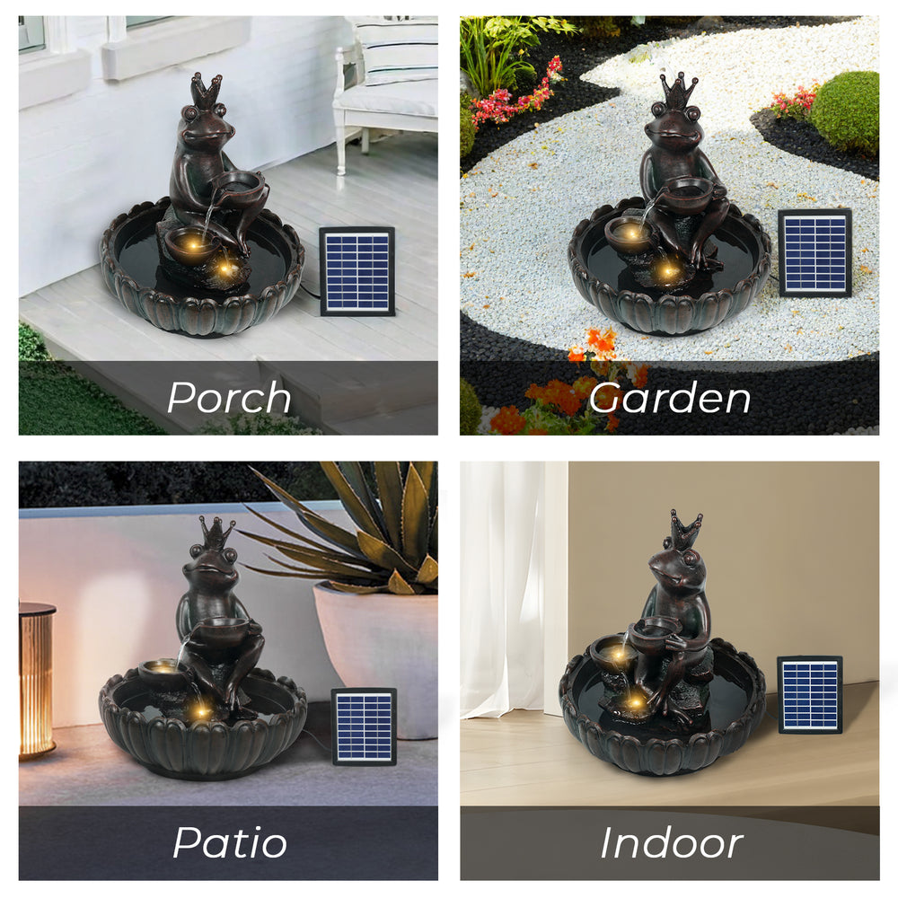 Ferrisland Solar Water Fountain Outdoor Garden Feature Frog Prince