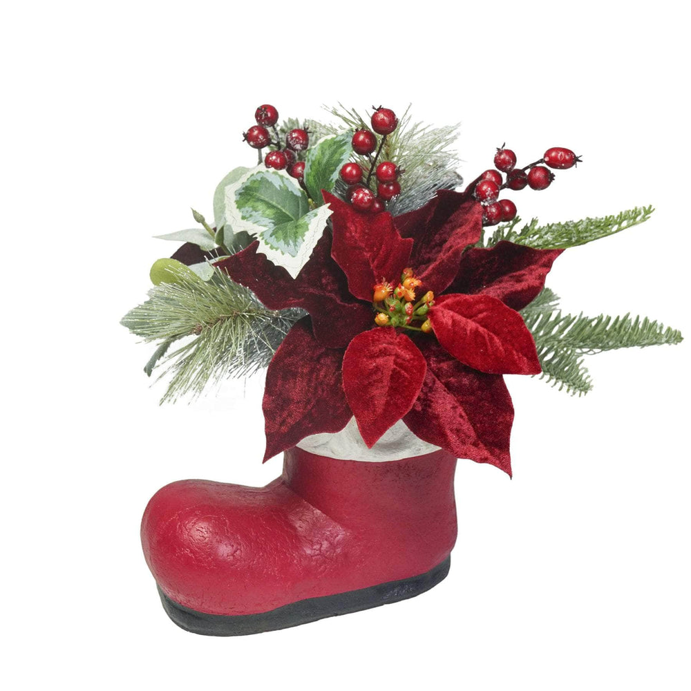 Ferrisland 13in Red Santa Boots Decoration w/Pre-Decorated Tabletop Christmas Trees Ferrisland