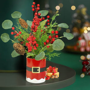 Ferrisland 17 inches Artificial Mini Christmas Tree with Pine Cones and Red Berries Ferrisland