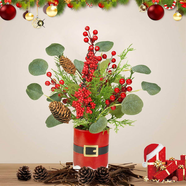 Ferrisland 17 inches Artificial Mini Christmas Tree with Pine Cones and Red Berries Ferrisland