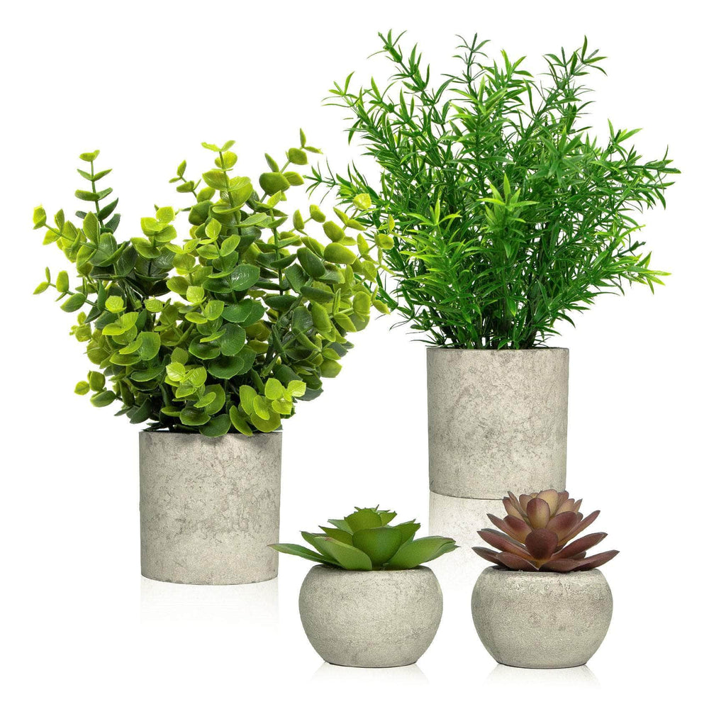 Ferrisland 4pcs Fake Plants Artificial Decor with Pot Ferrisland