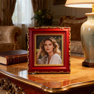Ferrisland 4x4 Picture Frame,Vintage Picture Frame, Red Antique Ornate Frame, Victorian Retro Decorative Photo Frames for Tabletop & Wall, Baroque Home Decor, Gift Ideas Ferrisland