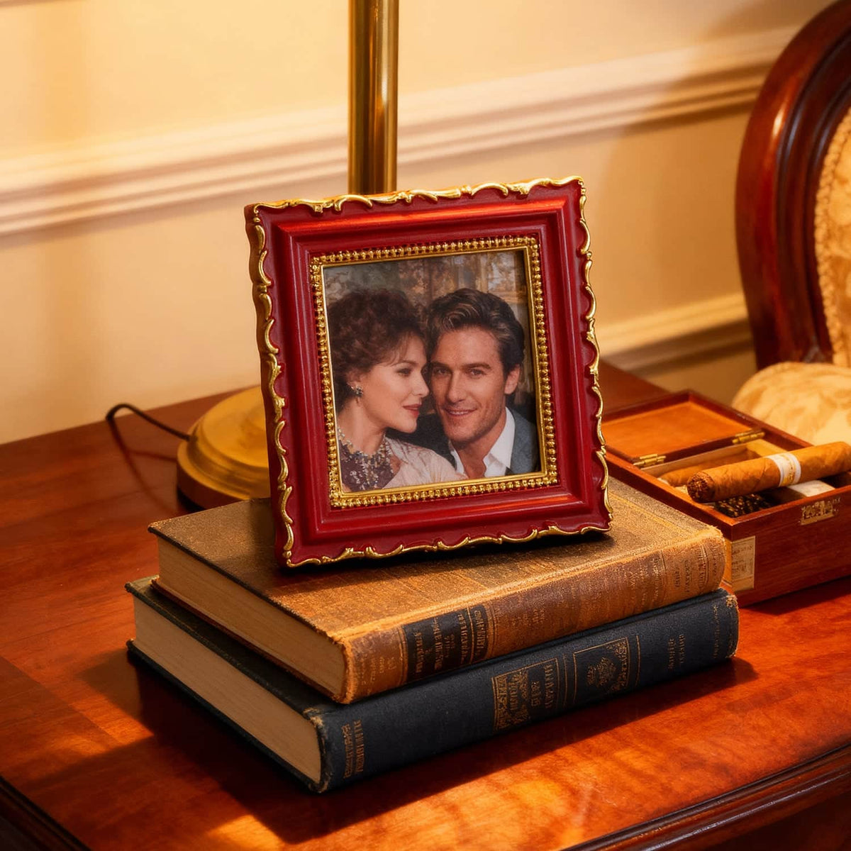 Ferrisland 4x4 Picture Frame,Vintage Picture Frame, Red Antique Ornate Frame, Victorian Retro Decorative Photo Frames for Tabletop & Wall, Baroque Home Decor, Gift Ideas Ferrisland