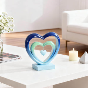 Ferrisland 9.45 Inch Resin Heart Sculpture Decorative Centerpiece - Modern Art Home Decor, Thanksgiving Valentines Day for Her, Unique Romantic Desktop Ornament (Blue&Green) Ferrisland