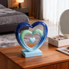 Ferrisland 9.45 Inch Resin Heart Sculpture Decorative Centerpiece - Modern Art Home Decor, Thanksgiving Valentines Day for Her, Unique Romantic Desktop Ornament (Blue&Green)