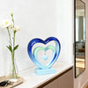 Ferrisland 9.45 Inch Resin Heart Sculpture Decorative Centerpiece - Modern Art Home Decor, Thanksgiving Valentines Day for Her, Unique Romantic Desktop Ornament (Blue&Green)