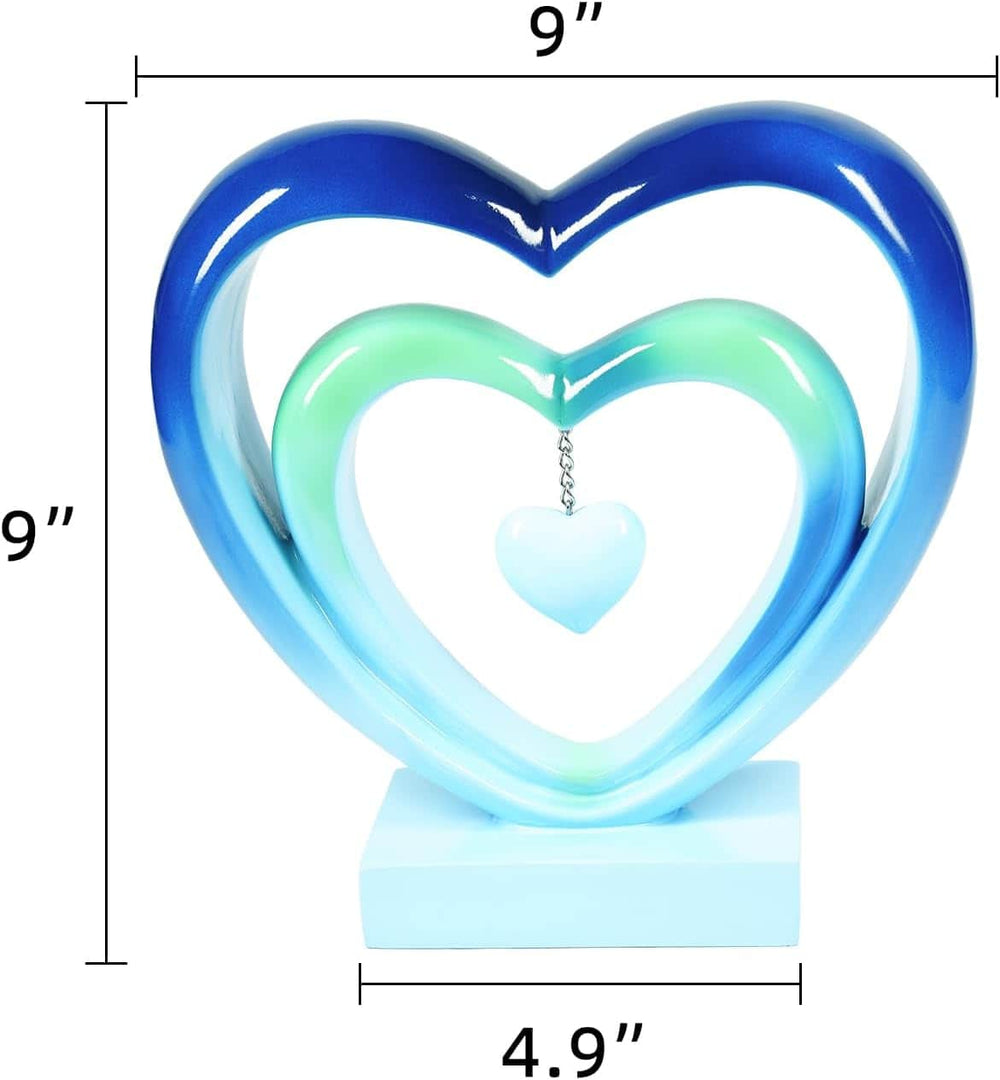 Ferrisland 9.45 Inch Resin Heart Sculpture Decorative Centerpiece - Modern Art Home Decor, Thanksgiving Valentines Day for Her, Unique Romantic Desktop Ornament (Blue&Green) Ferrisland