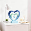 Ferrisland 9.45 Inch Resin Heart Sculpture Decorative Centerpiece - Modern Art Home Decor, Thanksgiving Valentines Day for Her, Unique Romantic Desktop Ornament (Blue&Green)