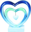 Ferrisland 9.45 Inch Resin Heart Sculpture Decorative Centerpiece - Modern Art Home Decor, Thanksgiving Valentines Day for Her, Unique Romantic Desktop Ornament (Blue&Green)