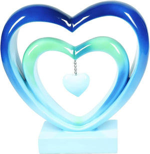 Ferrisland 9.45 Inch Resin Heart Sculpture Decorative Centerpiece - Modern Art Home Decor, Thanksgiving Valentines Day for Her, Unique Romantic Desktop Ornament (Blue&Green) Ferrisland