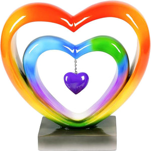 Ferrisland 9.45 Inch Resin Heart Sculpture Decorative Centerpiece - Modern Art Home Decor, Thanksgiving Valentines Day for Her, Unique Romantic Desktop Ornament (Colorful) Ferrisland