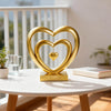Ferrisland 9.45 Inch Resin Heart Sculpture Decorative Centerpiece - Modern Art Home Decor, Thanksgiving Valentines Day for Her, Unique Romantic Desktop Ornament (Gold)