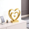 Ferrisland 9.45 Inch Resin Heart Sculpture Decorative Centerpiece - Modern Art Home Decor, Thanksgiving Valentines Day for Her, Unique Romantic Desktop Ornament (Gold)