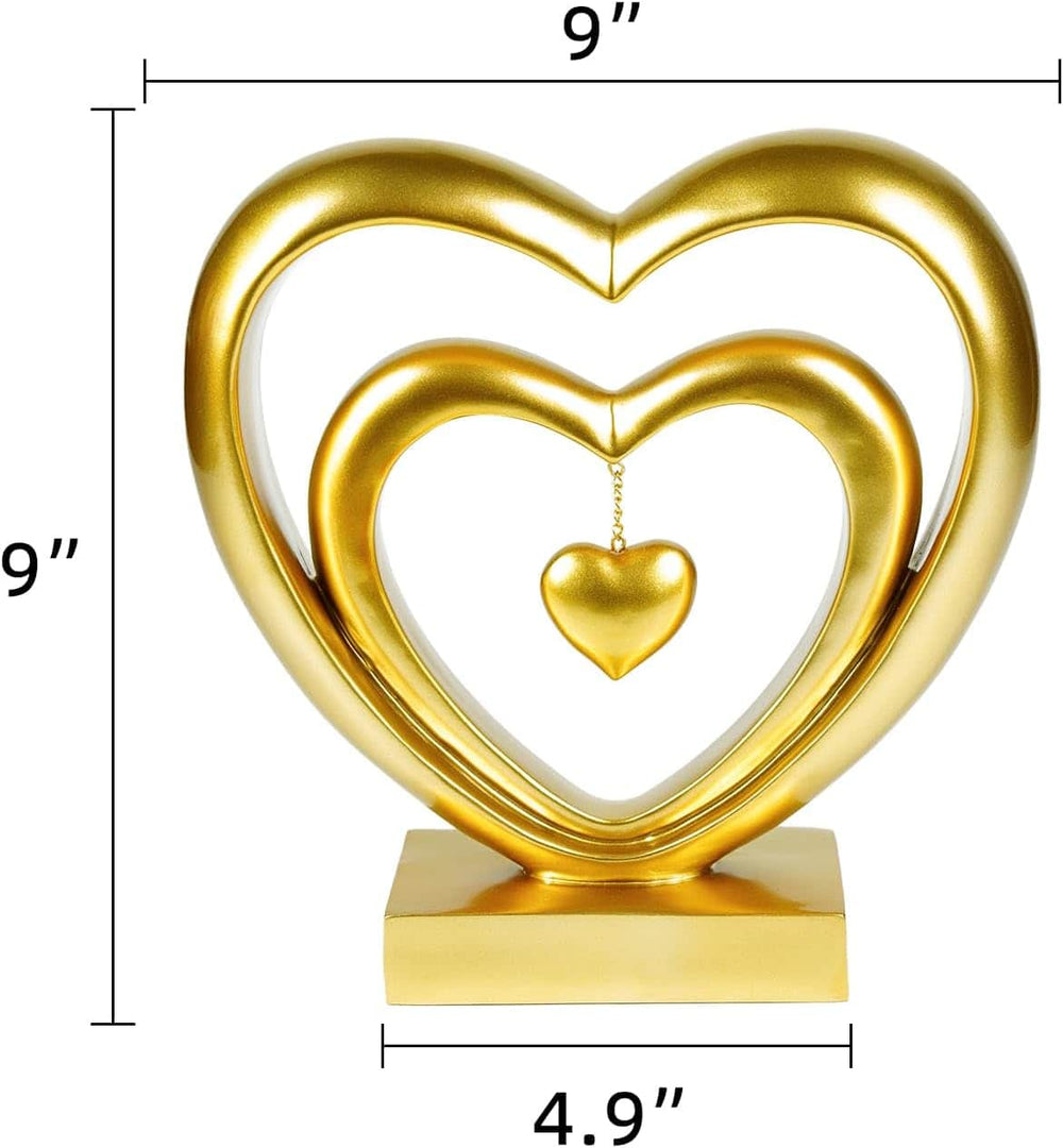 Ferrisland 9.45 Inch Resin Heart Sculpture Decorative Centerpiece - Modern Art Home Decor, Thanksgiving Valentines Day for Her, Unique Romantic Desktop Ornament (Gold) Ferrisland