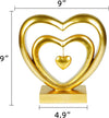Ferrisland 9.45 Inch Resin Heart Sculpture Decorative Centerpiece - Modern Art Home Decor, Thanksgiving Valentines Day for Her, Unique Romantic Desktop Ornament (Gold)