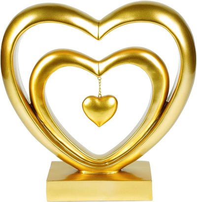 Ferrisland 9.45 Inch Resin Heart Sculpture Decorative Centerpiece - Modern Art Home Decor, Thanksgiving Valentines Day for Her, Unique Romantic Desktop Ornament (Gold)